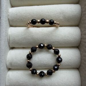 14K Beaded Black and Gold Beaded Size 7 Set